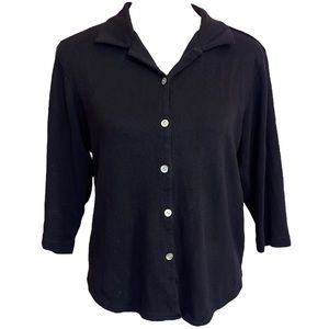 Caribbean Joe Black Button Down Top